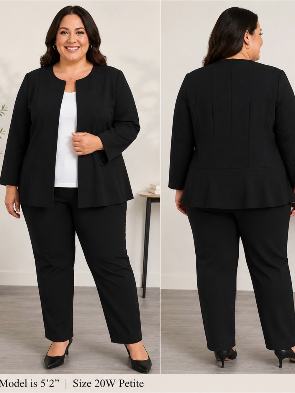 Talbots Plus Petite Black Peplum Blazer Jacket NWT 20WP Career Office Classic